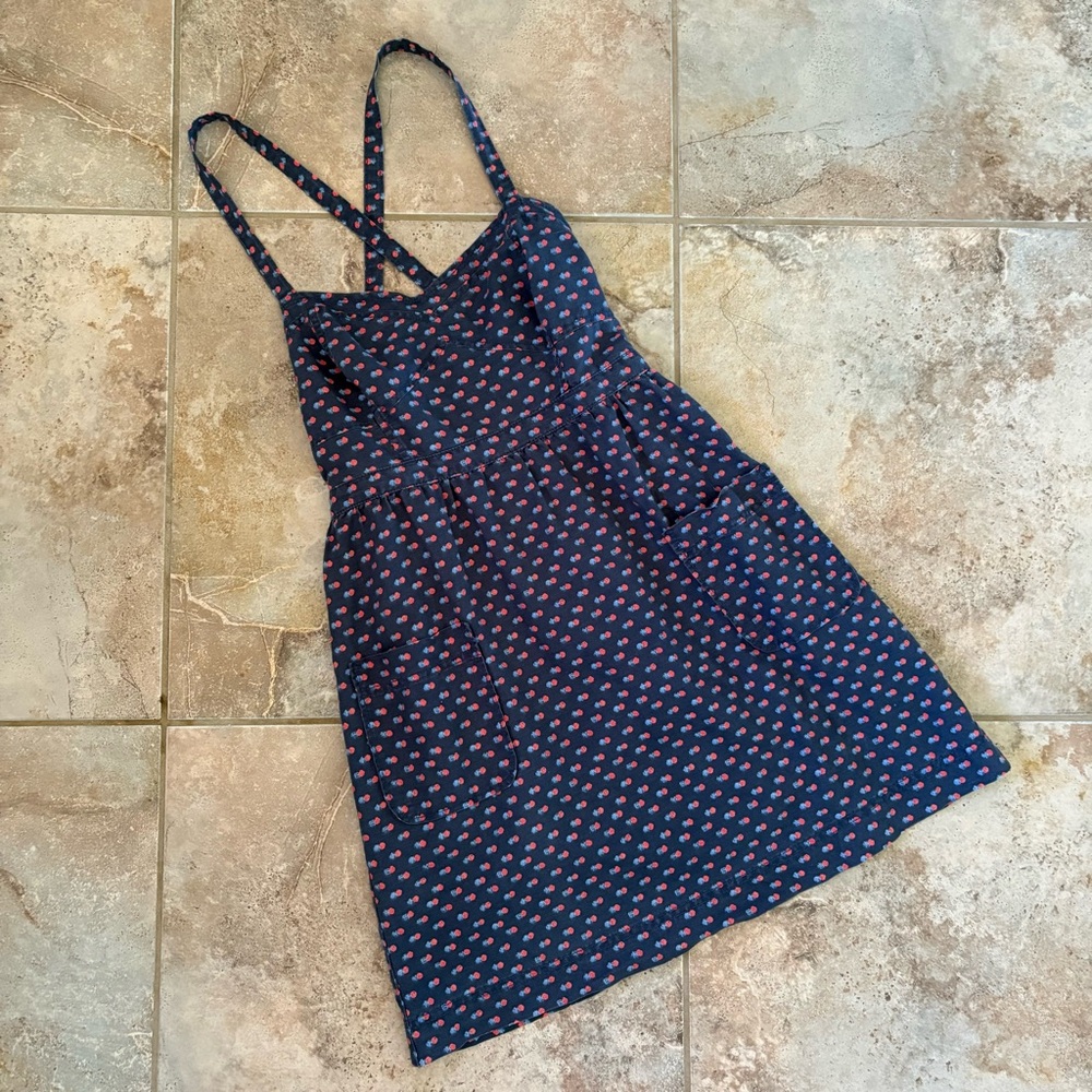 Aerie Women’s Small Babydoll Dress Blue Geometric Abstract Pockets Spring Summer